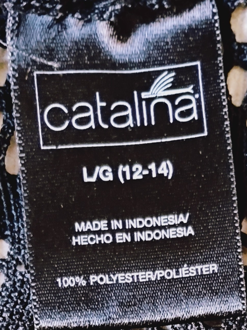 Catalina Black Lace Swim Cover Up Sheer V-Neck Sz L - Picture 4 of 4
